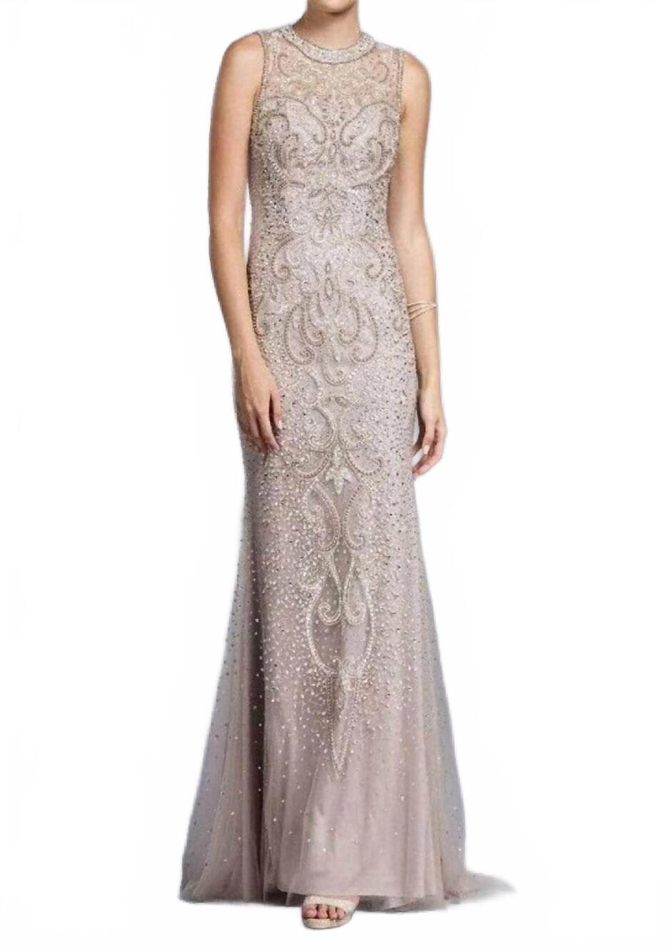 NEW ASPEED DESIGN bedazzled sleeveless evening dress in mauve